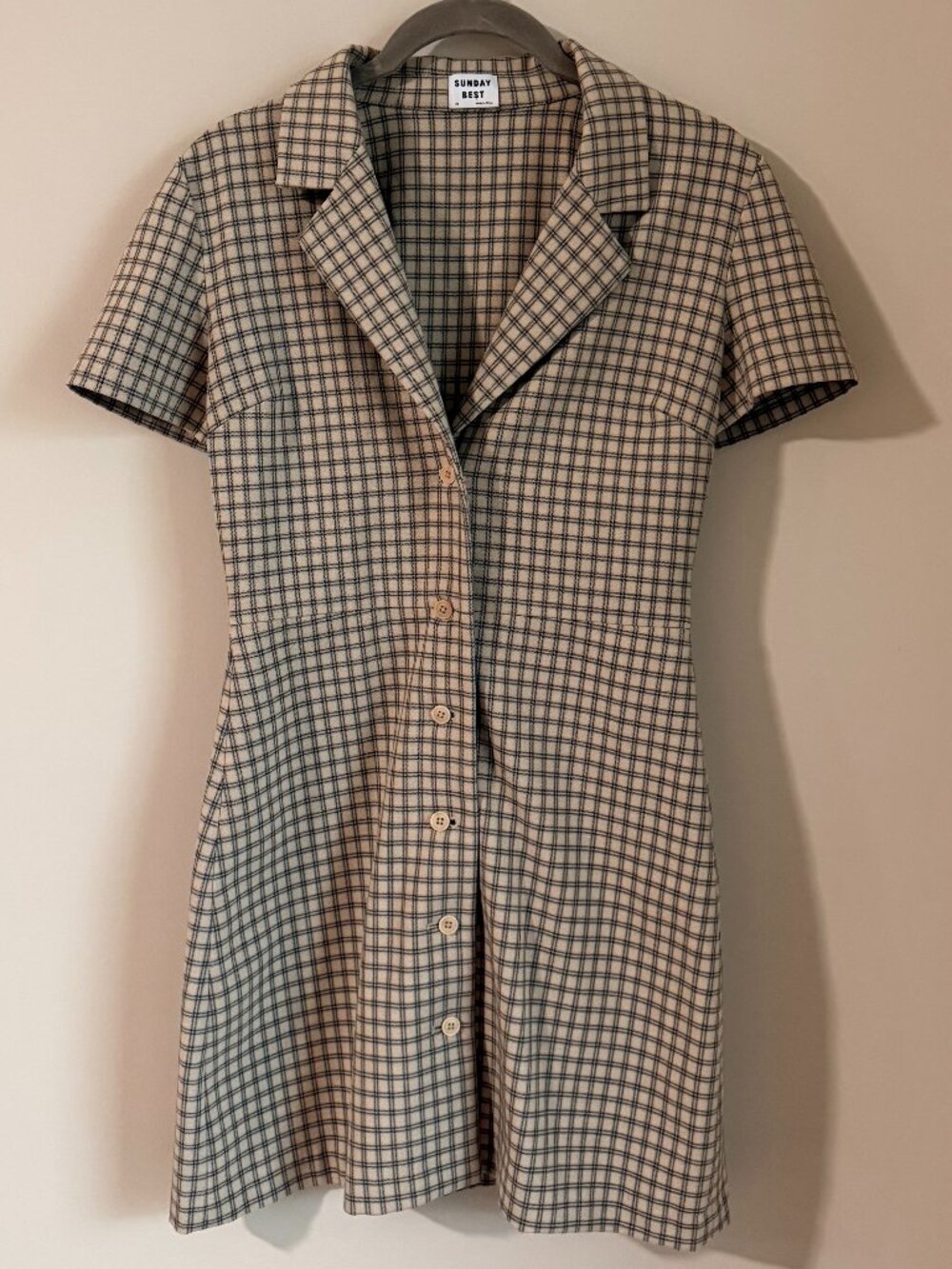 Sunday Best Plaid Button Front Mini Dress XS